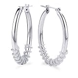 Sterling Silver Polished Oval Hoops Earrings w/Springs