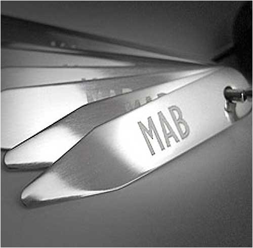 Stayclip Monogrammed Polished Steel Executive Set Collar Stays