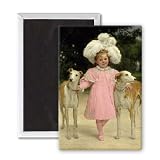 Alice Antoinette de la Mar, aged five (oil.. - 3x2 inch Fridge Magnet - large magnetic button - Magnet