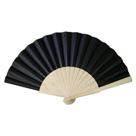 Black Wooden/Fabric Hand Fan