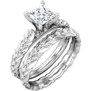 Genuine IceCarats Designer Jewelry Gift 14K White Gold 5/8Ctw Sculp Comp Eng Ring. 4.5X4.5Mm 5/8 Ctw Sculptural Complete Eng Ring Set With I2 Stones 5/8Ctw Sculp Comp Eng Ring In 14K White Gold Size 7