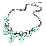 amtonseeshop Latest Popular 1PC Vintage Flower Crystal Bubble Bib Choker Statement Women Necklace (Light Green) thumbnail