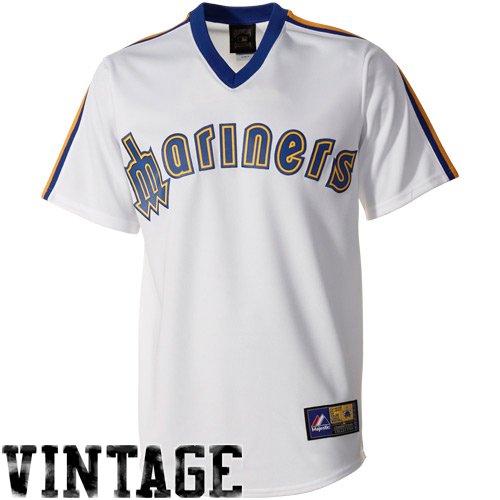 Majestic Seattle Mariners Cooperstown Collection Throwback Jersey - White (Large)