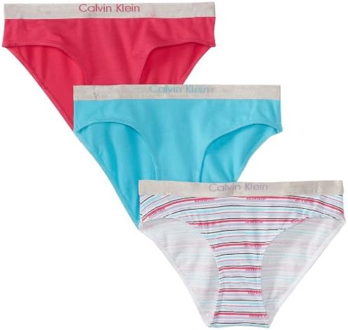 Calvin Klein Underwear Girls 7-16 Ck 3 Pack Chrome Fashion Bikini Briefs