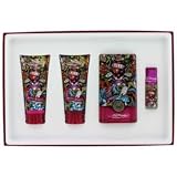 ED HARDY HEARTS & DAGGERS by Christian Audigier Gift Set for WOMEN: EAU DE PARFUM SPRAY 3.4 OZ & SHIMMERING BODY LOTION 3 OZ & SHOWER GEL 3 OZ & EAU DE PARFUM SPRAY .25 OZ MINI & LUGGAGE TAG