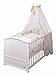 roba 0391W-3 V72 - Komplettangebot Kombikinderbett, weiß, bestehend aus: Kombikinderbett 70 x 140 cm, Polyestervliesmatratze 70 x 140 cm, Kinderbettausstattung (Himmel, Bettwäsche, Nestchen), Himmelstange