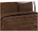 Microsuede Feather Full/Queen Comforter Set, Chocolate