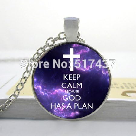 Lawrence Painting Fashion Girls Glass Cabochon Necklace Quote Necklaces Pendant Keep Calm God Has A Plan Glass Cabochon Necklace
