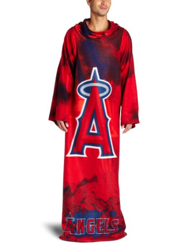 MLB Los Angeles Angels Adult Comfy Throw, Officially Licensed Blanket with Sleeves by Northwest 