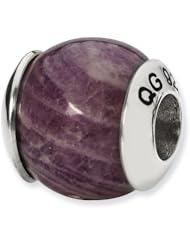 Sterling Silver Charoite Variegated Stone Charm Bead Fits Pandora Chamilia Biagi Bracelet