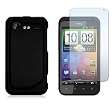 HTC DROID INCREDIBLE 2 / INCREDIBLE S - BLACK RUBBERIZED SNAP-ON HARD SKIN  ....