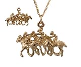 Review   / 9ct Gold Horse Racing Race Day Pendant & Gold Chain.