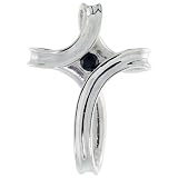 Sterling Silver Infinity Cross Pendant, w/ Single Stone (0.08 Carat) Brilliant Cut Black Diamond, 15/16 (24mm) tall
