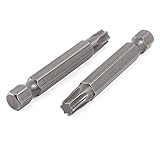 uxcell　トルクスドライバービット　T30　金属素材　グレー　6.3mmのシャンク径　2枚入り