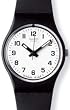 Swatch Women's Originals LB153 Black Rubber Quartz Watch with White Dial