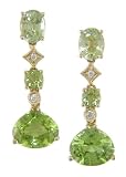 18KT ChrysO'Beryl, Peridot & Diamond Earrings