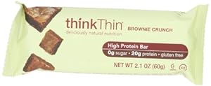 thinkThin Brownie Crunch, Gluten Free, 2.1-Ounce Bars (Pack of 10)