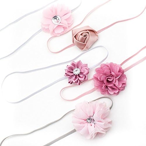 Baby Headbands Mini Small Flowers Thin Newborn 6-12 Months for Girls Made in USA