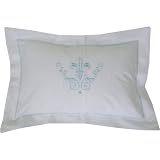 Blue and White Pillow and Insert with Fleur de Lis design