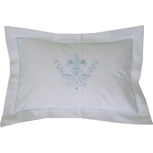 Blue and White Pillow Slip with Fleur de Lis design