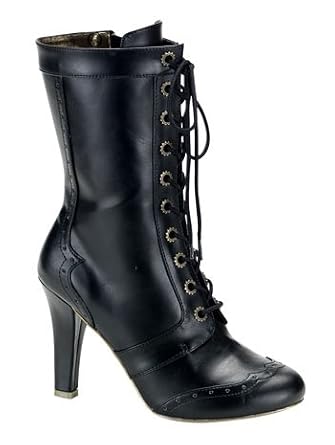 Woman's Black Steampunk Victorian Style Lace Up Boot