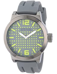 Kenneth Cole REACTION Unisex RK1322 Street Gunmetal Round Case Perforated Dial Yellow Accents Watch