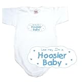 BABY BODYSUIT WHITE  LIGHT BLUE CLOUD LOVE ME , I'M HOOSIER  INDIANA 12 - 18 Months