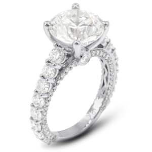 5.69 Carat Very Good Cut Round E-VS2 GIA Certified Diamond 18k Gold Accents Engagement Ring 5.41gr