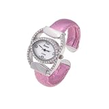 Geneva Platinum Rhinestone Lined Metallic Pink Fashion Watch by Geneva
