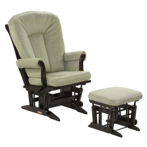 Dutailier Ultramotion Espresso Sleigh Multiposition and Recliner Glider Rocker - Sage Dutailier Ultramotion Espresso Sleigh Multiposition and Recliner Glider Rocker - Sage