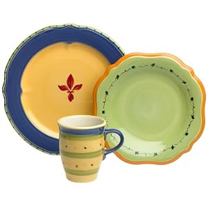 Pfaltzgraff Pistoulet Blue 12-Piece Dinnerware Set, Service for 4