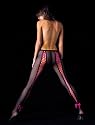 Black Fishnet Pantyhose Hot Pink Lace Up Back