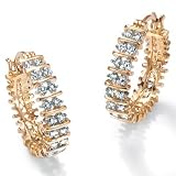 Diamond Accent 18k/Sterling Silver Hoop Earrings