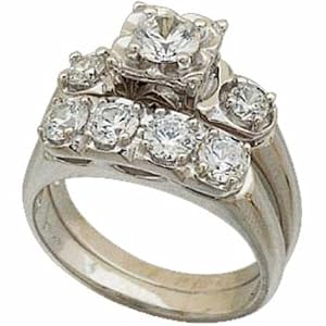 14K White Gold A la Mode Diamond Wedding Ring Set (Center stone is not included)