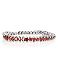 Sterling Silver Garnet CZ Tennis Bracelet 7.5"