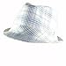 NEW PLAID STINGY BRIM MOB FEDORA TRIBLY HAT WHITE BLUE Small Medium