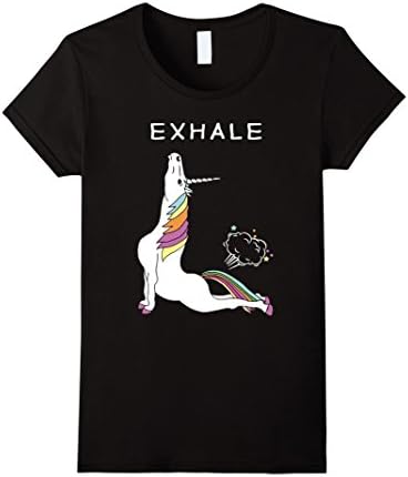 Women's Unicorn With Rainbow Yoga funny Shirt Large Black