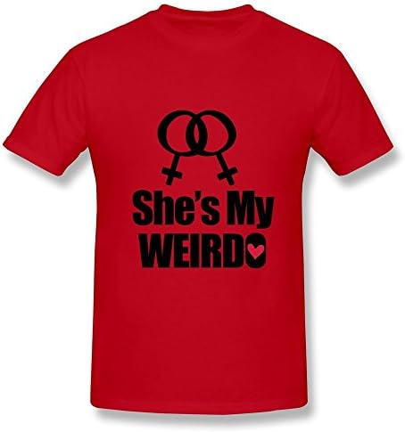 YIPINHONG Men's She's My Weirdo - With Heart T-shirt S Red