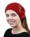 NYFASHION101 Hand Knitted Furry Flowers Winter Headband Headwrap, Red