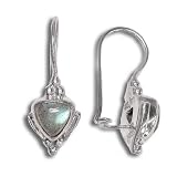 Sterling Silver Labradorite Trillion Latch Back Earrings by Sajen