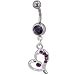 pug2  - Belly Navel Rings Purple Crystal Heart Outline Dangle