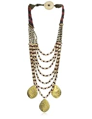 Devon Leigh "Ethnic and Tribal" Multi-Tiered Shell Antique Necklace with 18k Gold Dipped Pendant Necklace