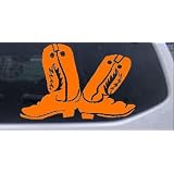 8in X 5.3in Orange -- Cowboy Boots Western Car Window Wall Laptop Decal Sticker by Rad Dezigns