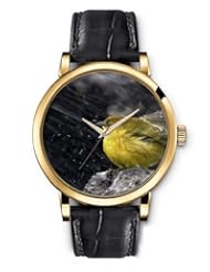 SPRAWL Aanalog Fashion Series Gold Ladies Watches of Genuine Black Leather Strap,Unique Wrist Watch for Women Girls Designed with Yellow bird in the snow