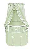 Elite Oval White Bassinet with Sage Waffle Bedding