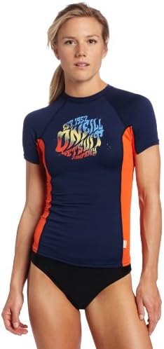 ONEILL W APPAREL Juniors  Original Short Sleeve Crew Tee, Navy/Persimmon, Large