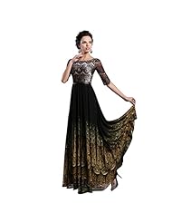A-line Beaded Lace General Print Chiffon Elbow Length Sleeves Evening Dress/Mother-of-the-Bride Dress/Prom Dress/Wedding Party Dress 