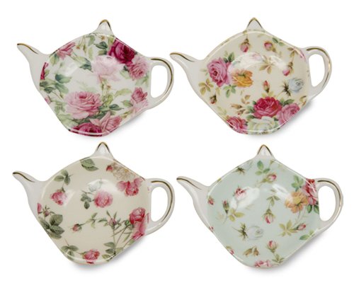 Gracie China Rose Chintz 4-Inch Tea Bag Holder, 
