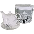 Holiday Deer Silhouette Tea For 2 Pot and Cup in Gift Box