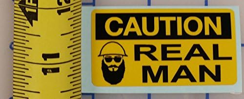 Caution, Real Man, 1.4" High X 2.5" Wide humorous, funny, carpenter, vinyl decal , IMakeDecalsforYou,Hard Hat vinyl decal car sticker